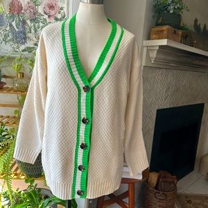 Future Collective cardigan long sleeves ivory and green